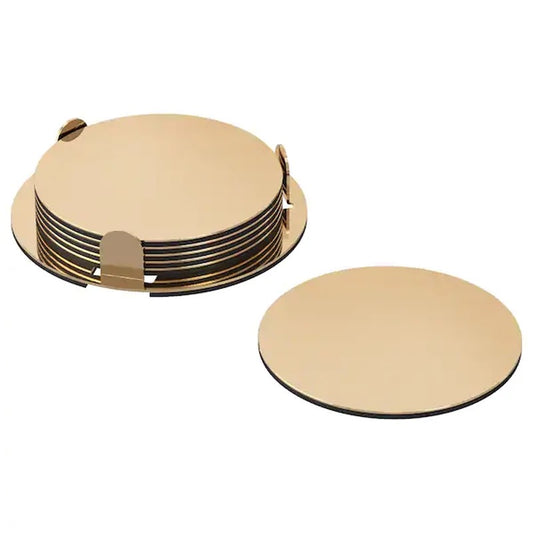Gold coasters - set of 6 + holder
